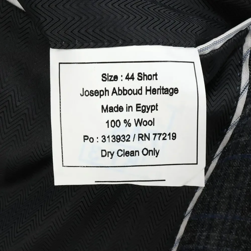 Joseph Abboud Sport Coat Mens 44S Gray Window Pane Plaid Wool Blazer Jacket